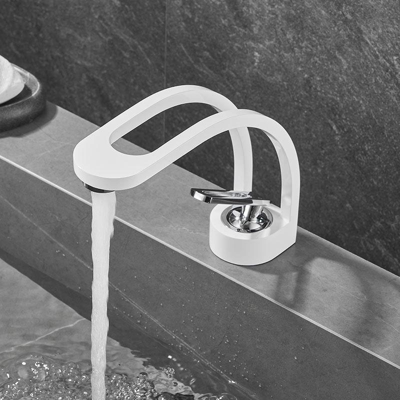 Creative All Copper Bathroom Faucet with Hollow out Design - Dual Use Hot And Cold Minimalist Washbasin for Home And Cabinet Dec