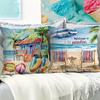 4Pcs Beach Vacation Theme Digital Printing Pillow Cover Short Plush Suitable Living Rooms Bedrooms Sofas Throw Cushion Cover