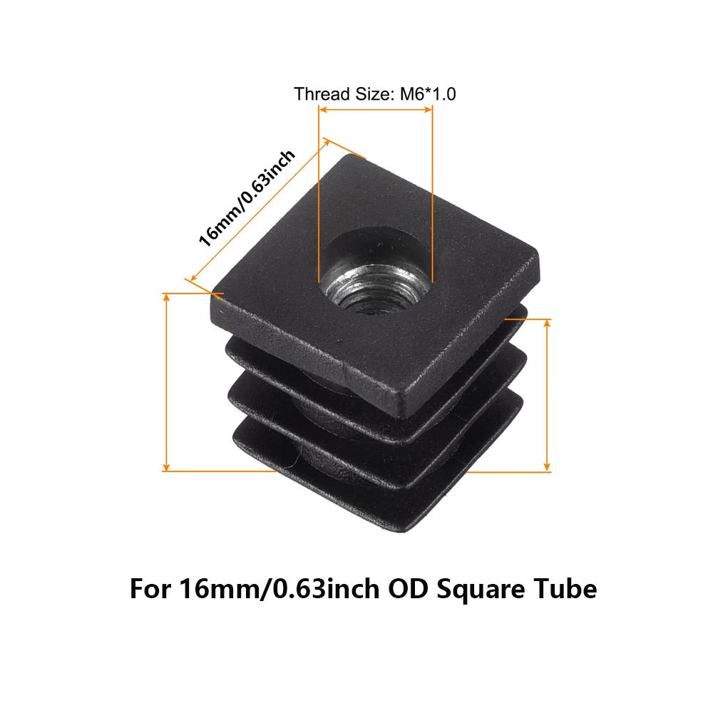 

4/8/12/20PCS M6 M8 Plastic Square Pipe Plugs with Nut Hole Blanking End Inserts Caps Pipe Cover Furniture Leg Feet Tube Plug 4PCS