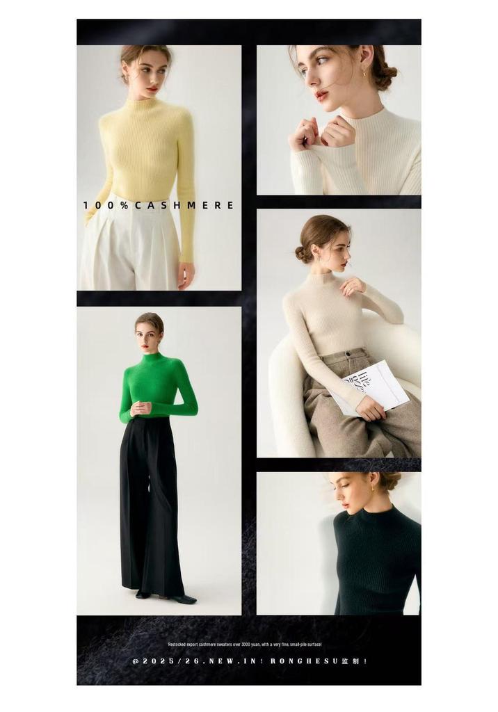 Women's Slim-Fit Pure Cashmere Knit Base Layer Sweater