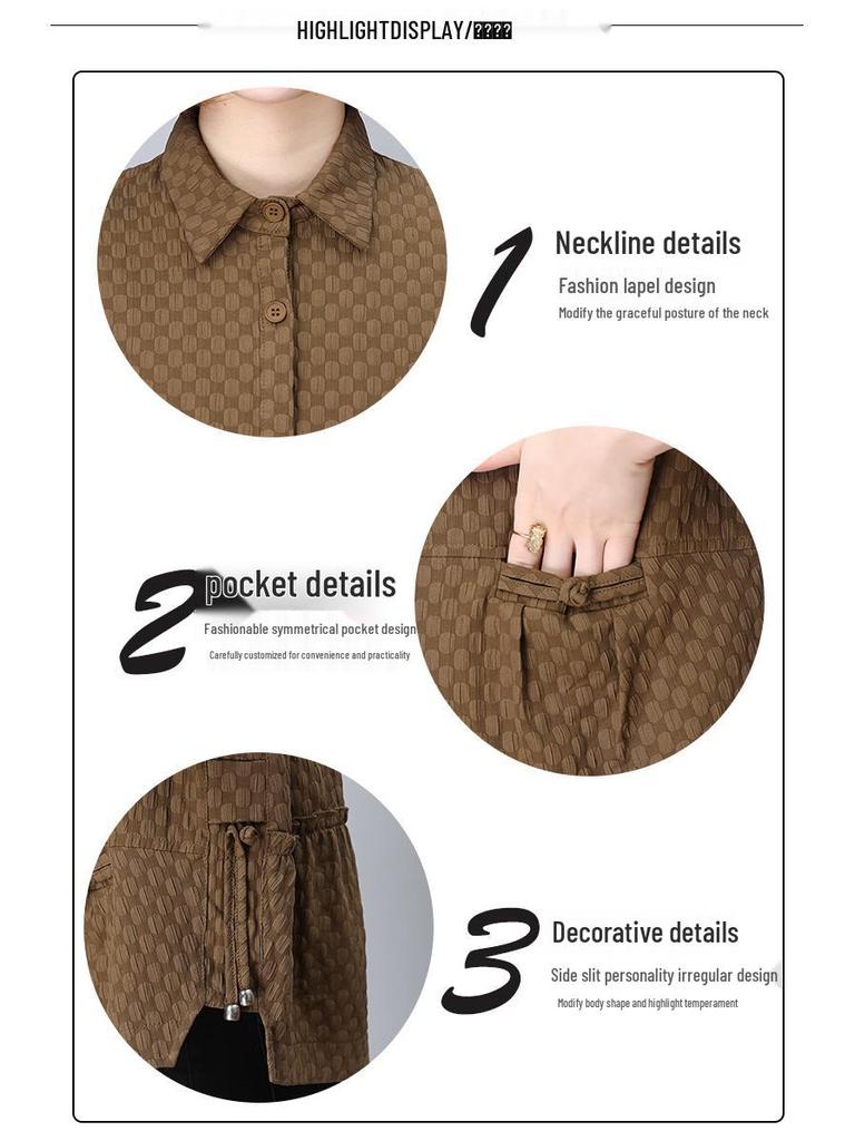 Damska koszula casual z długim rękawem na wiosnę i jesień 2024: Luźny krój, modna i elegancka bluzka petite