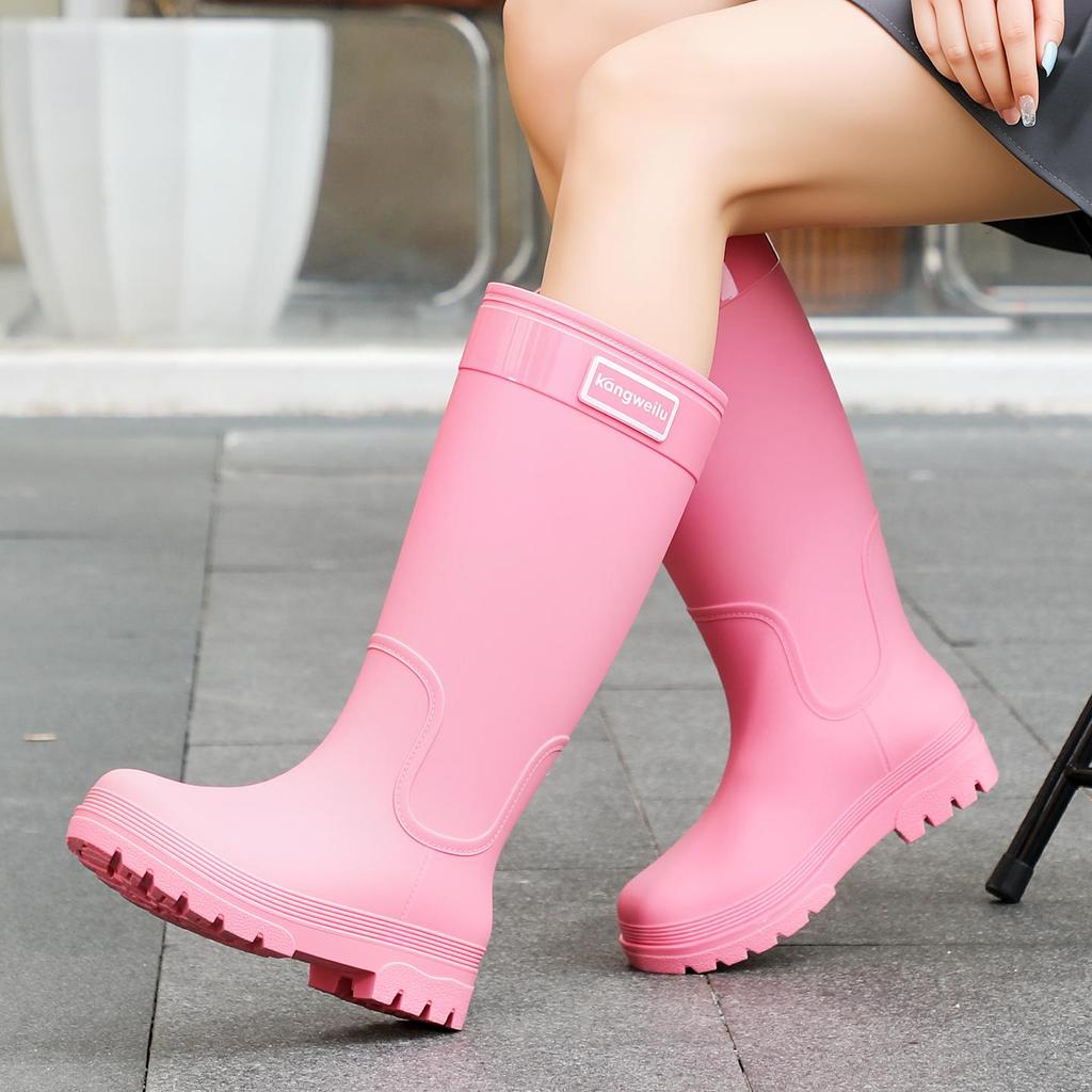 Bottes de pluie imperméables doublées polaire pour femme - Antidérapantes, à semelles épaisses, idéales pour la randonnée en forêt tropicale