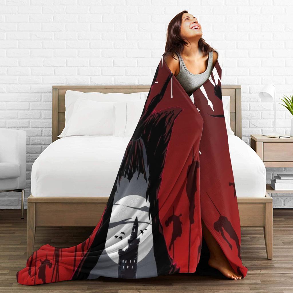 Dracula Halloween Blanket  Warm Aesthetic Plush Throw Blanket For Couch Chair Sofa Bed Travel Flannel Bedspread Bed Cover