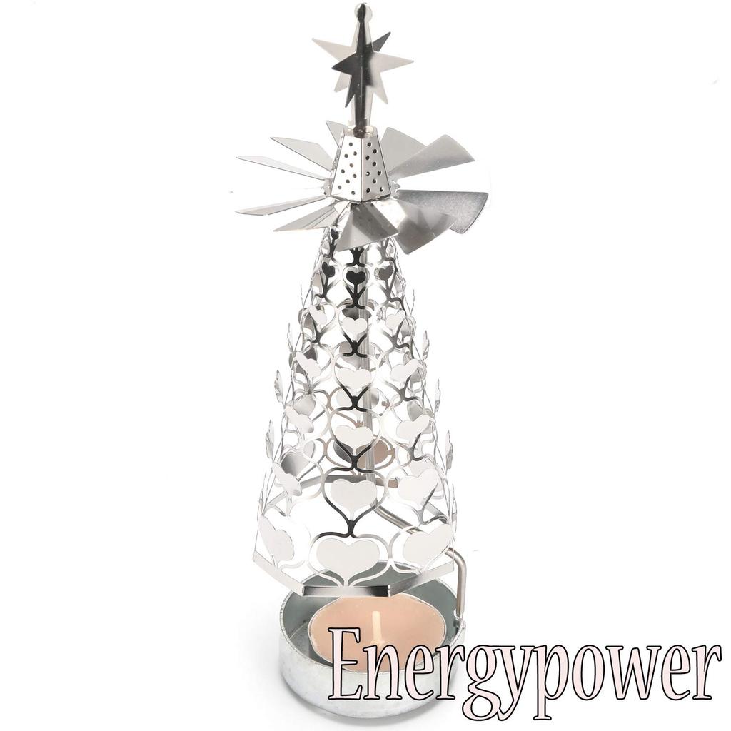 Christmas Rotary Candle Holder - A Christmas tree sparkles and rotates. Romantic Scandinavian-style interior decoration. Starlight Windmill Rotating C