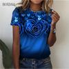 Love Heart Floral Pattern Women Fashion T-Shirts Summer Short Sleeve 3d Print Street Trend Ladies Tees Casual Tops