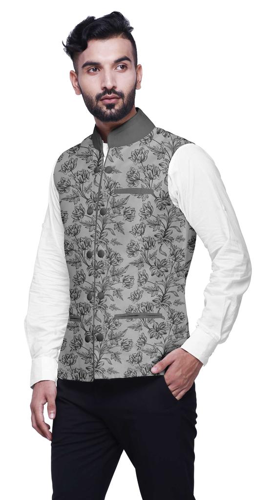 Atasi Artistic Printed Wedding Jackets For Men Nehru Jacket Waist Coat For Wedding & Festive