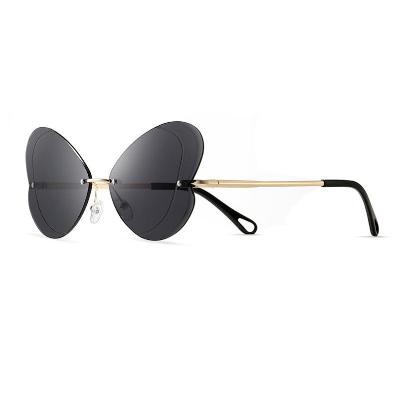 Butterfly Frameless Gradual Change Sunglasses Women Travel Street Shot Fresh And Sweet Decorative Sunglasses