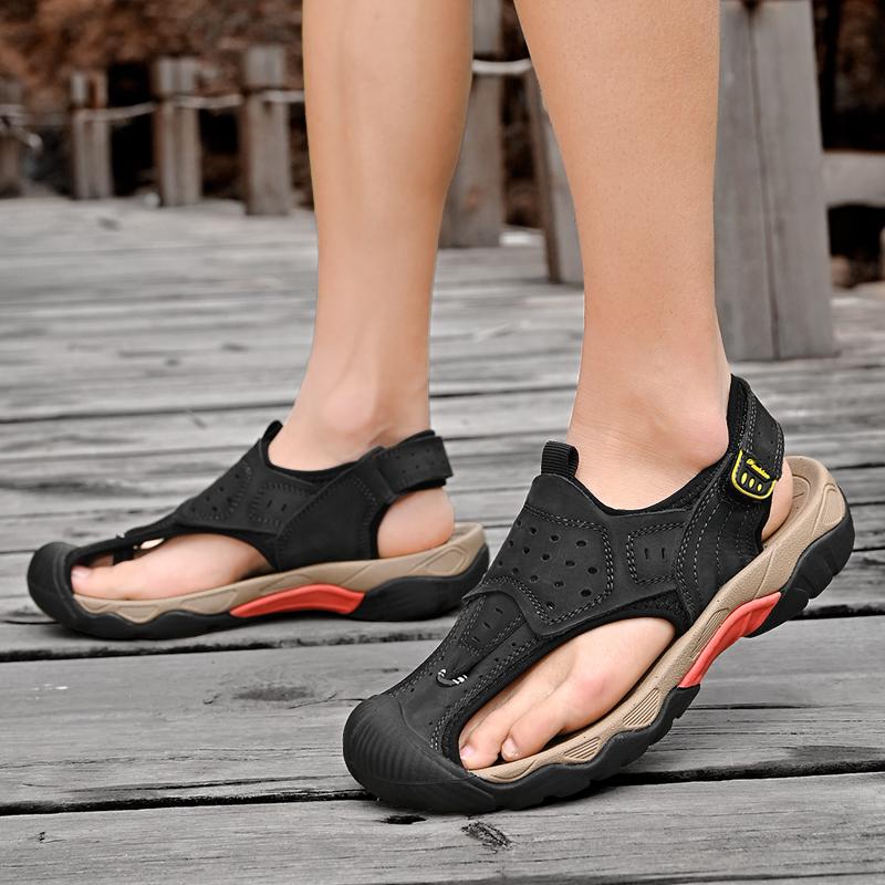 Genuine Leather Casual Shoes High Quality Classic Men Sandals Summer Outdoor Walking Men Sneakers Breathable Men Sandals 38-46