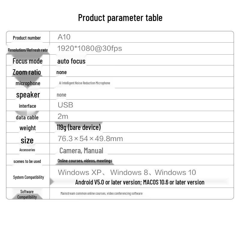 Aoni A10 1080P HD USB Webcam