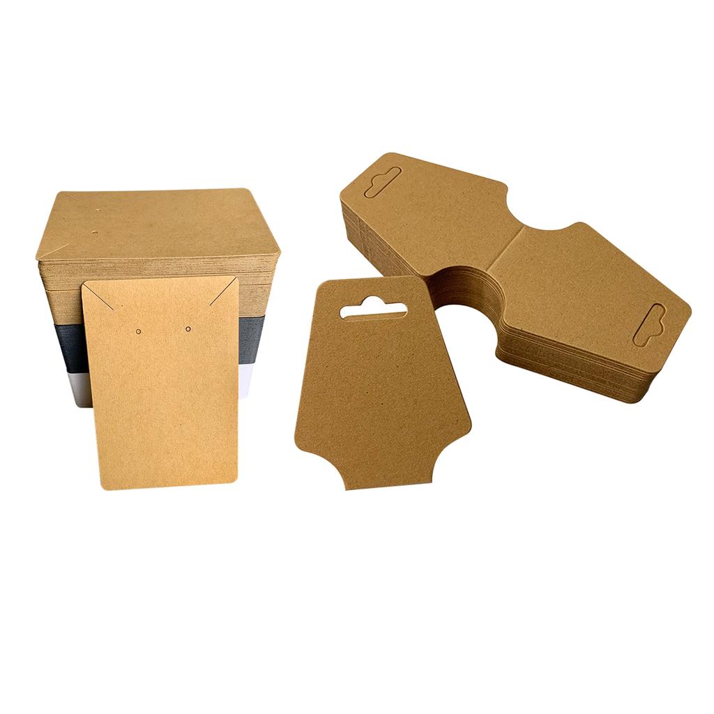 200 Pcs Necklace Display Cards Retro Thick Blank Kraft Paper Tag for Displaying Earring Bracelets Jewelry Stores