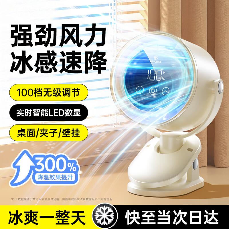 Kewu Portable USB Clip-On Desk Fan with 100 Speeds