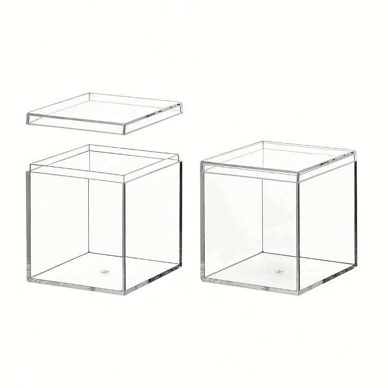 8pcs Transparent Acrylic Box Set with Lid Dustproof Lidded Square Plastic Storage Container Versatile Home Organization Supplies