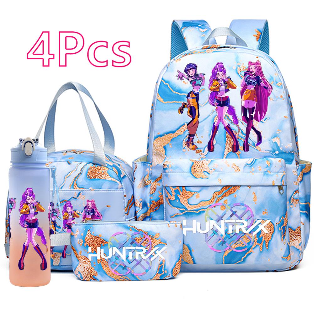 

4 шт./набір Мультяшний рюкзак з принтом K-Pop, сумка, пенал з пляшкою для води 750 мл для підлітка, хлопчика, дівчинки, шкільний рюкзак, велика місткість, сумка для книг, Mochila