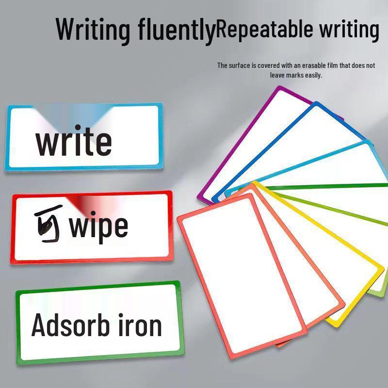 Erasable Magnetic Whiteboard Name Tag – Reusable Write-on Sticker for Fridge or Blackboard.