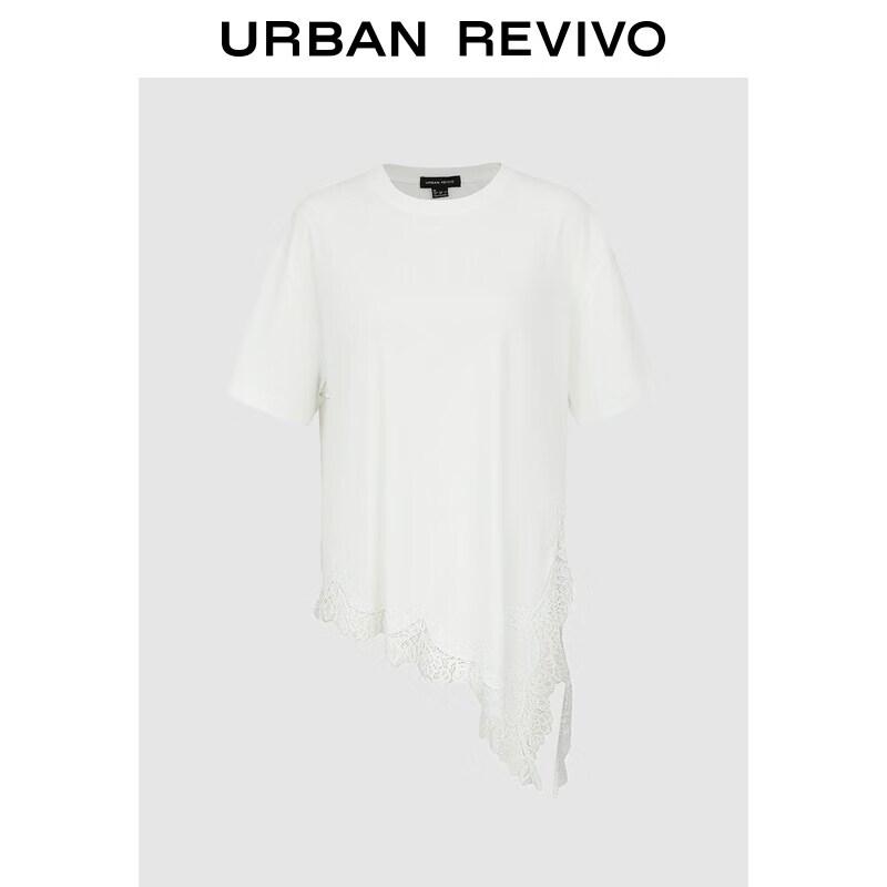 UR2026 Women s Lace Irregular Hem Short-Sleeve T-Shirt M