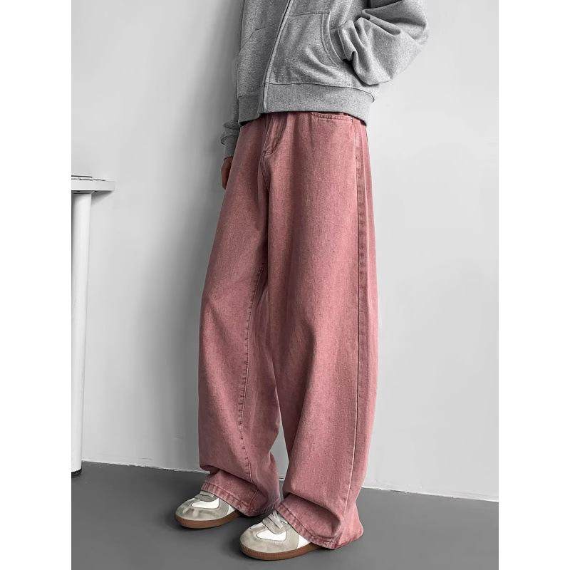 

JYL Men s Straight Jeans Korean Niche Washed Vintage Loose High-Waist Slim Denim Pants 2XL