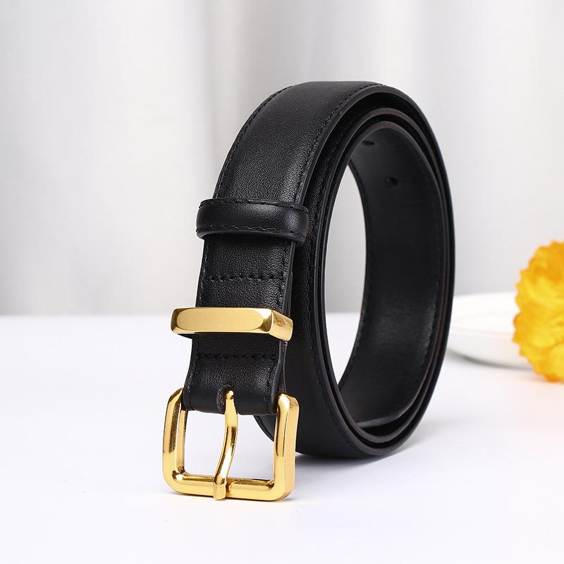 Fashion Simple And Versatile Trend Leather First Layer Cowhide Belt Women'S Light Luxury Style High-End Casual Pants Belt Women'S