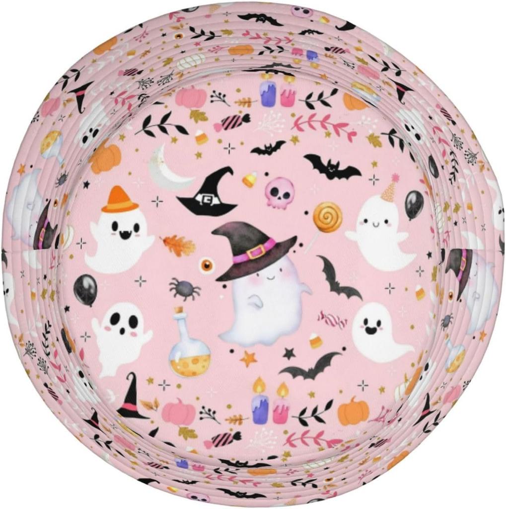 Cute Halloween Ghost Bucket Hat Fashion Beach Sun Wide Brim Cap Outdoor Fisherman Hats For Women Men