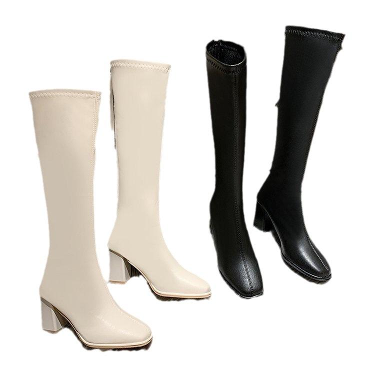 European and American Thick High Heel Square Head Rear Zipper Autumn and Winter New Long Boots Women's Casual Women's High Fashion Knight Boots