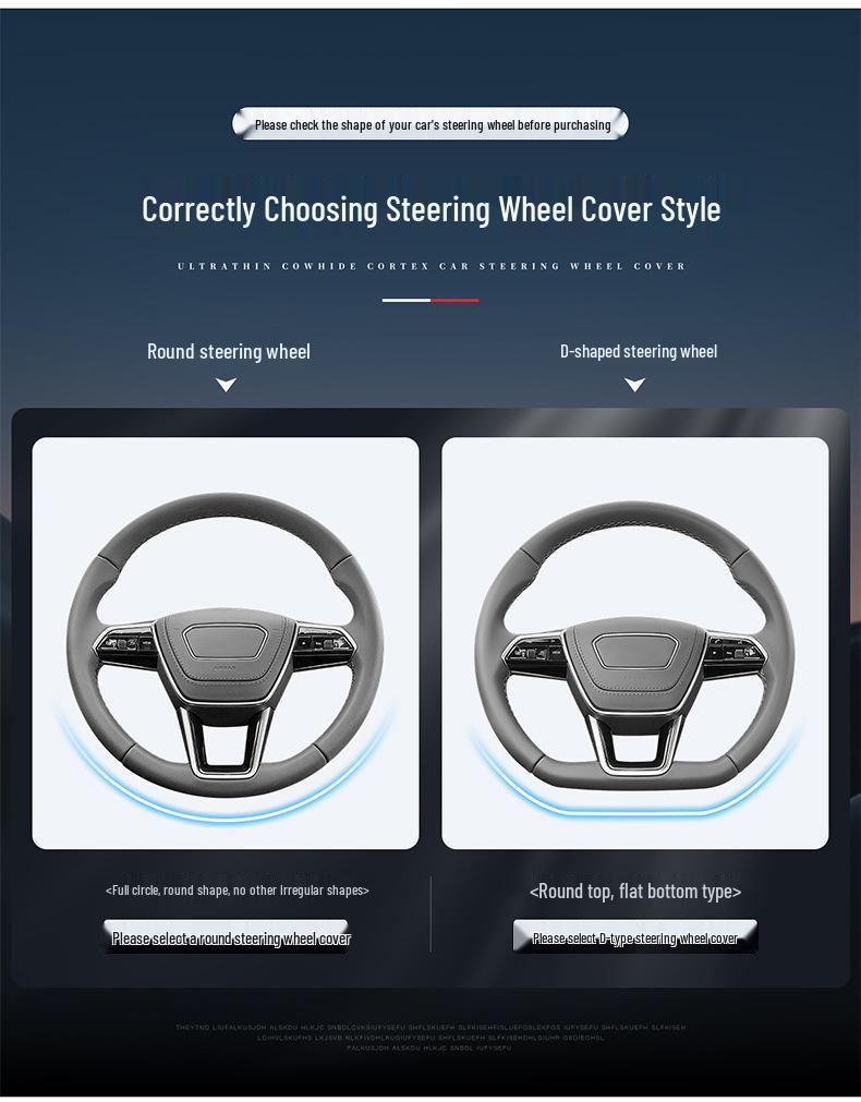 Universal Nappa Leather Steering Wheel Cover - Ultra-Thin, Anti-Slip, Breathable, Sweat-Absorbent for All Seasons