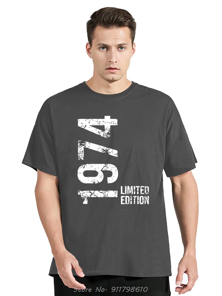 T-shirts Année de Naissance Vintage 1974 Style Rétro Années 70 T-Shirt Unisexe Oversize Mode Décontractée Ample Doux Streetwear