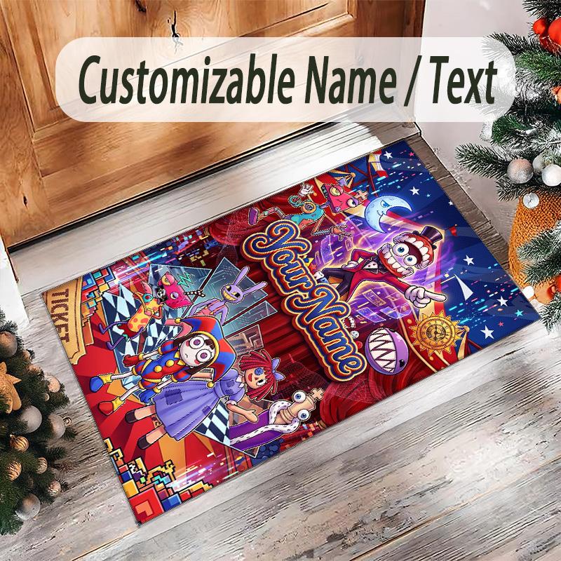 Personalized Crystal Velvet Carpet Custom Name Text,The Amazing Digital Circus Anti Slip Area Rug For Home Decoration