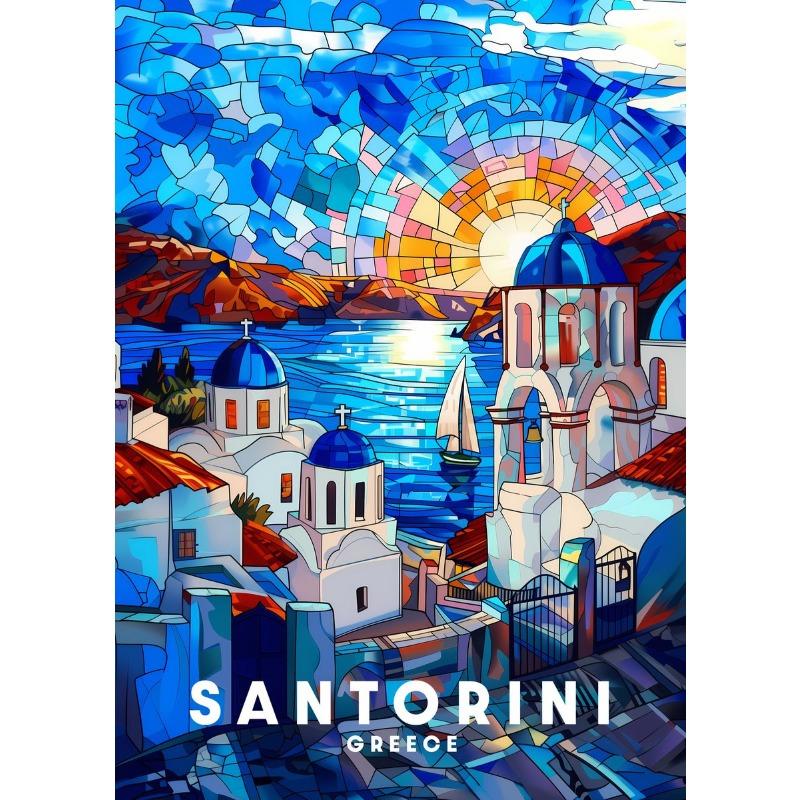 

Витражное стекло Путешествия Настенное искусство Холст Картина Лондон Рим Санторини Нью-Йорк Постеры и принты Картина Декор для дома Cuadros 21cm×30cm NoFrame