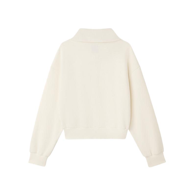 Skechers Fashion Series Solid Color Breathable Comfortable Long Sleeve Sweatshirt Women tops L425W035-01B4