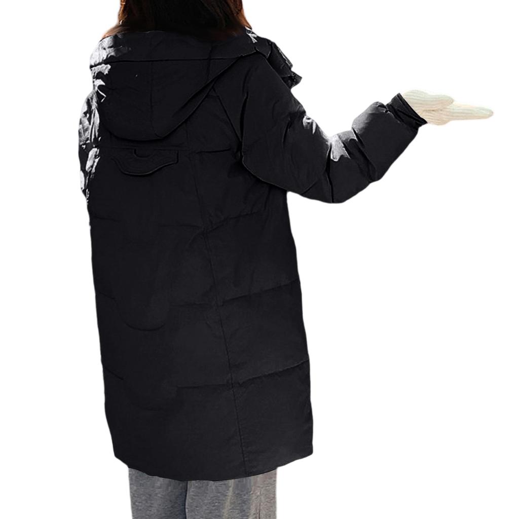 Women's Fashionable Mid-length Down Jacket With Hood And Thick Cotton-padded Coat