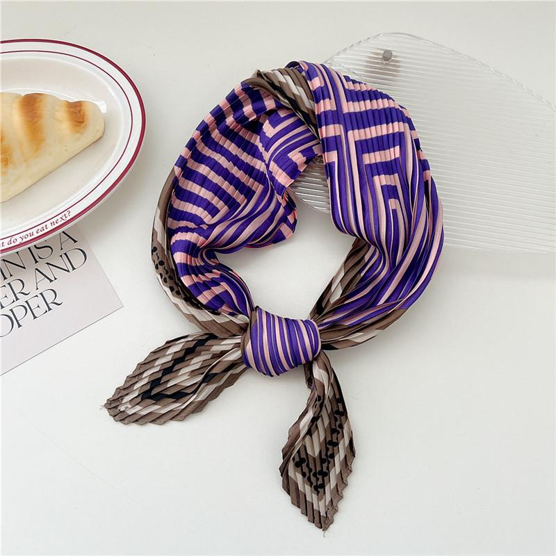 70cm Crumpled Scarf Kerchief Print Square Scarves Women DIY Hair Band Ribbon Headscarf Bandanas Headband Neck Wraps Neckerchief