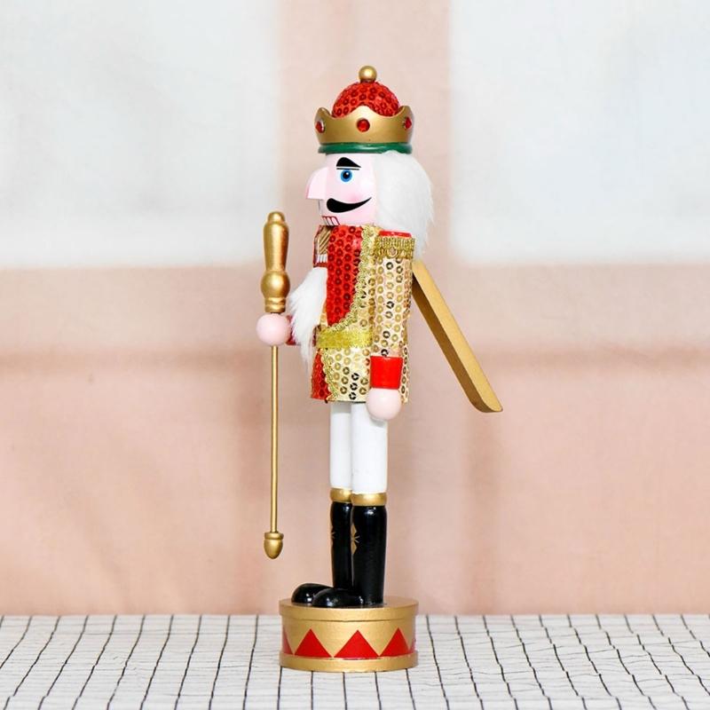 Christmas Nutcrackers Ornament Small Wooden Soldier Christmas Decorations Nutcrackers Figure Ornament for Table Shelf