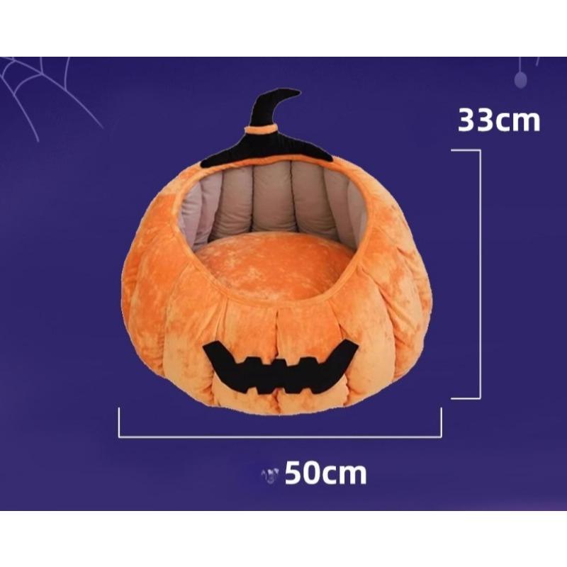 2026 Fall and Winter New Pet Cat Bed Halloween Pumpkin Bed Thickened Comfortable and Warm Sofa Dog Bed Pet Supplies