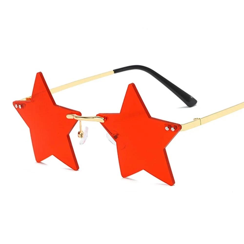 Star Shape Sun Glasses Funny Pentagram Eyewear Christmas Party Decoration Rimless Sunglasses Trendy Accessory