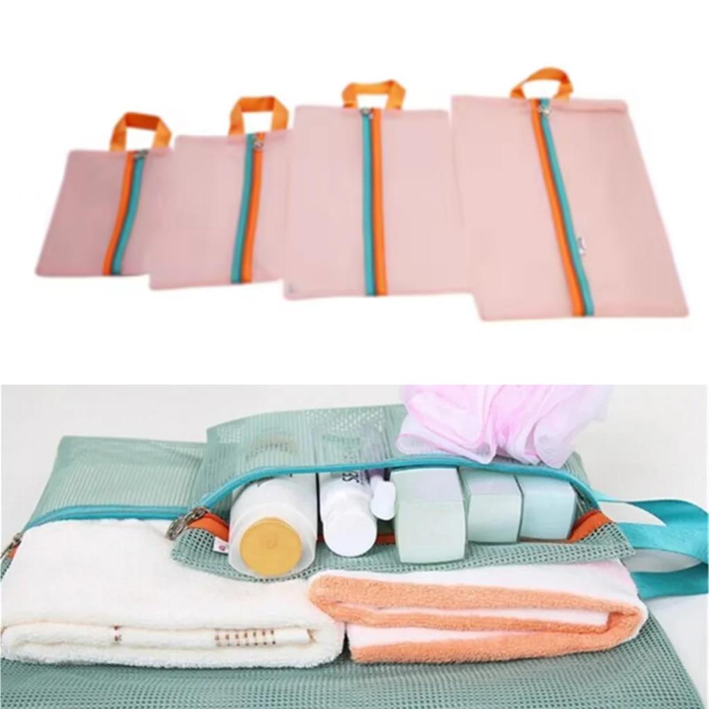 Pack mit 4 robusten Netz-Reiseorganizer-Taschen, Zubehör für Gepäck und Heimaufbewahrung, tragbare und atmungsaktive Designs