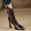 Women Boots High Quality Leather High-heeled Boots Fashion Pointed Short Boot Vintage Metal Pointe Women Ankle Boots Botas Mujer