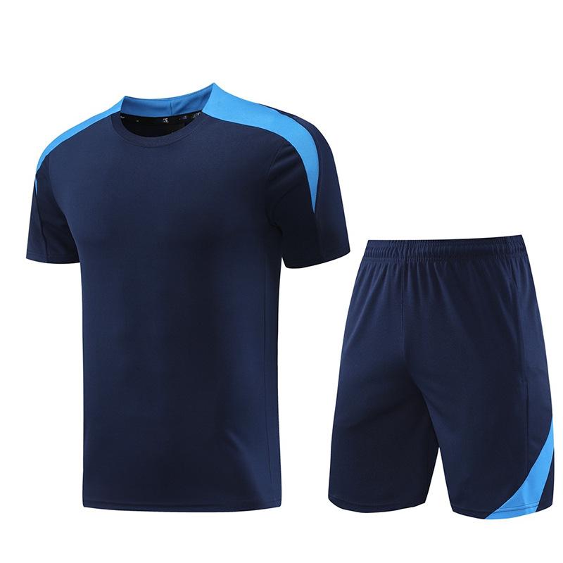 Sweat-absorbing and breathable personalized football jersey set Men s adult short-sleeved football jersey Sports competition jersey can be printed S