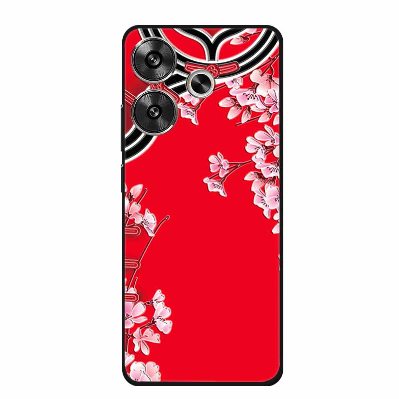 3D Embossed Case For Xiaomi Poco M6 4G Phone Case M 6 Plus Flowers Silicone Soft Coque For Xiaomi Redmi 13 13x Back Cover Case