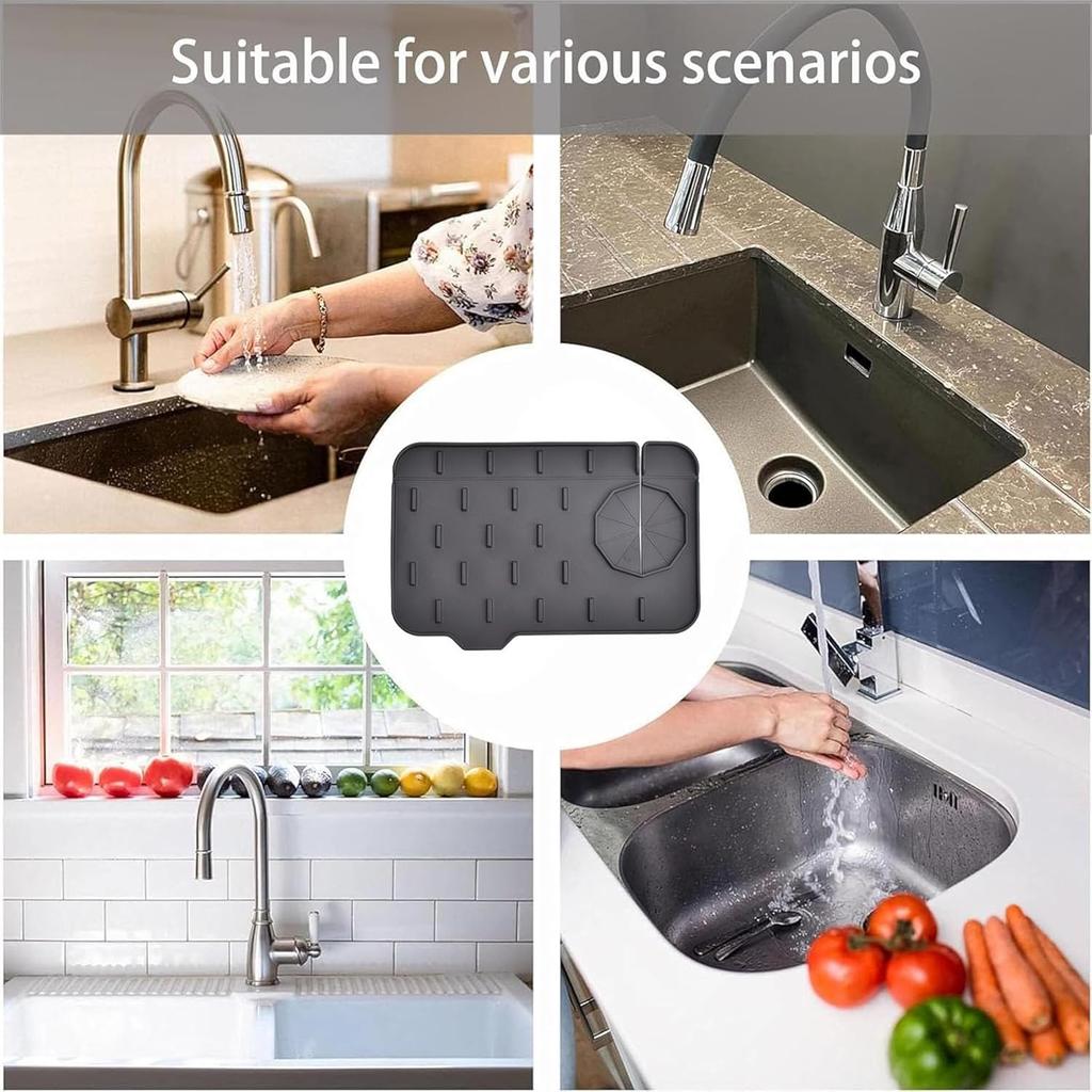 Sink Splash Guard, Pack of 2 Mini Kitchen Faucet Mat, Can be Used on Both Sides, Tap Sink Splash Guard, Splash Guard, Suitable for Kitchen Sink,