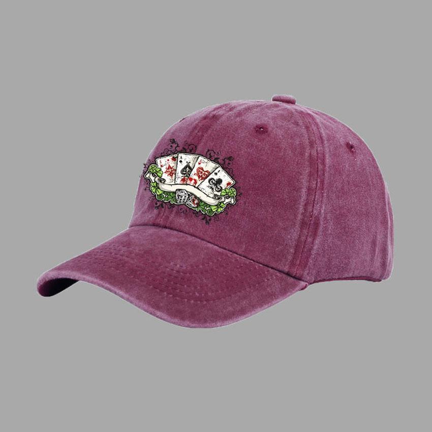Baseball Caps Men Women Vintage Washed 100% Cotton Dad Hat Funny Poker Pattern Print DIY Team Logo Snapback Cap Hip Hop Hat