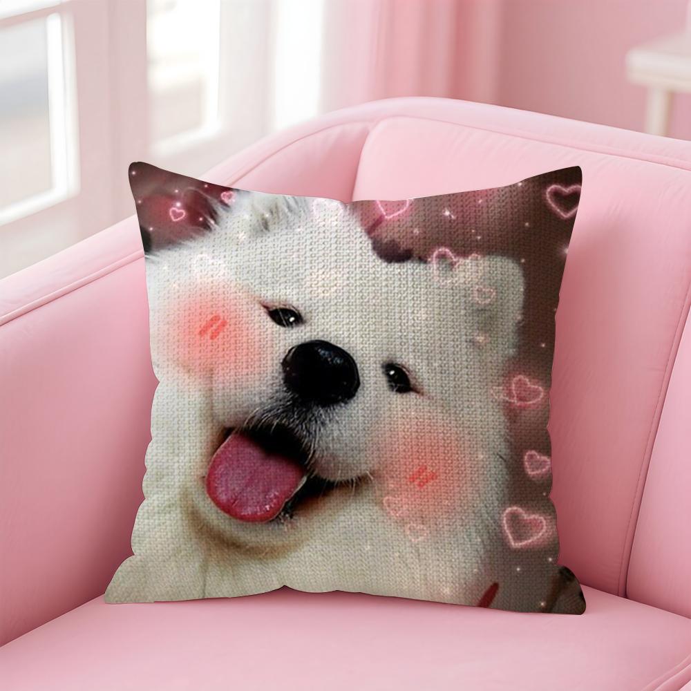 Cute Animal Dog Cat Cushion Cover Natural Linen Pillow Case DoubleSided Print Decorative Sofa Pillowcase Home Decor Gift