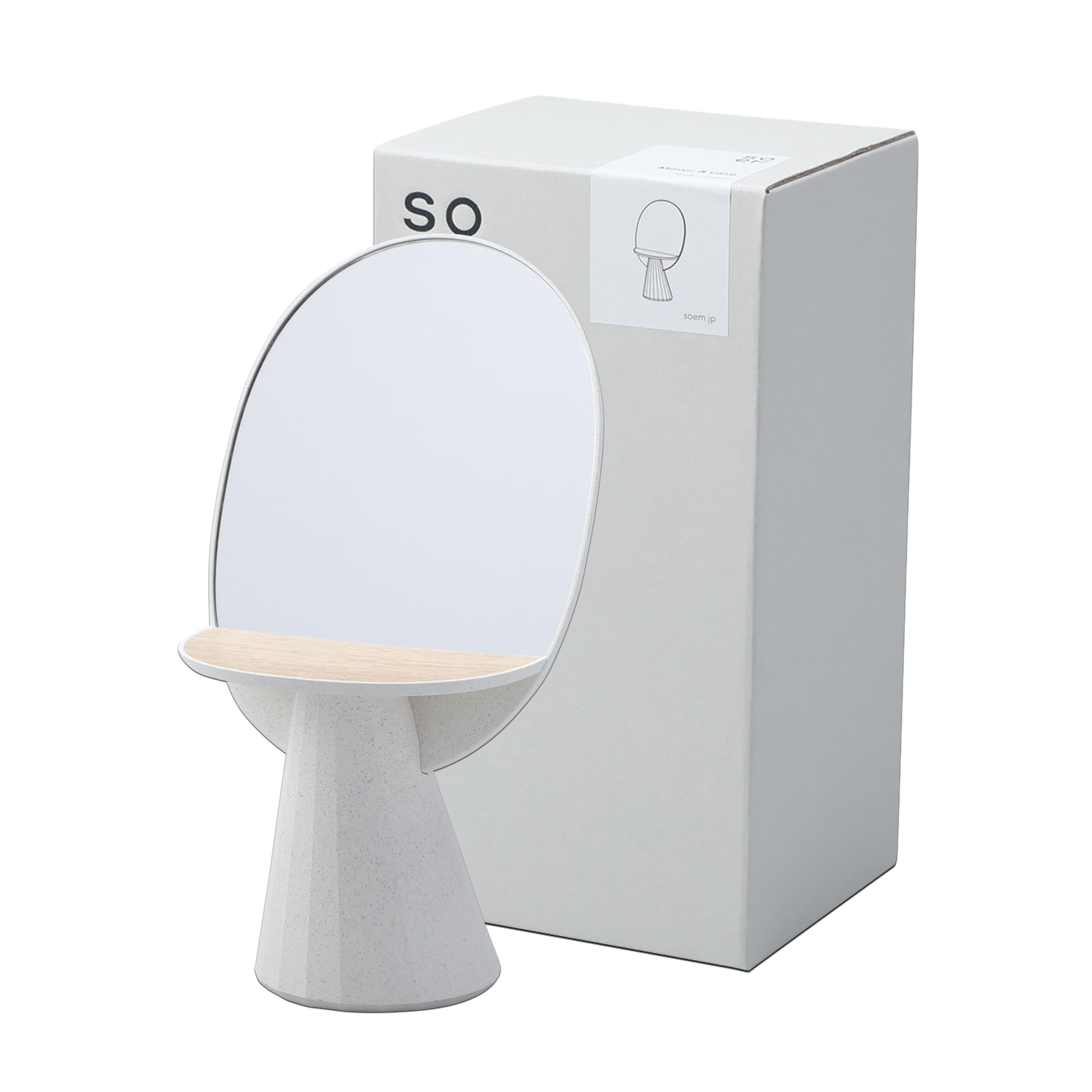 

soem in Mirror Base WH in Vase Mirror Flower Base Tabletop Mirror Stand Mirror Gift [2 1] & [Made Japan] (White) білий