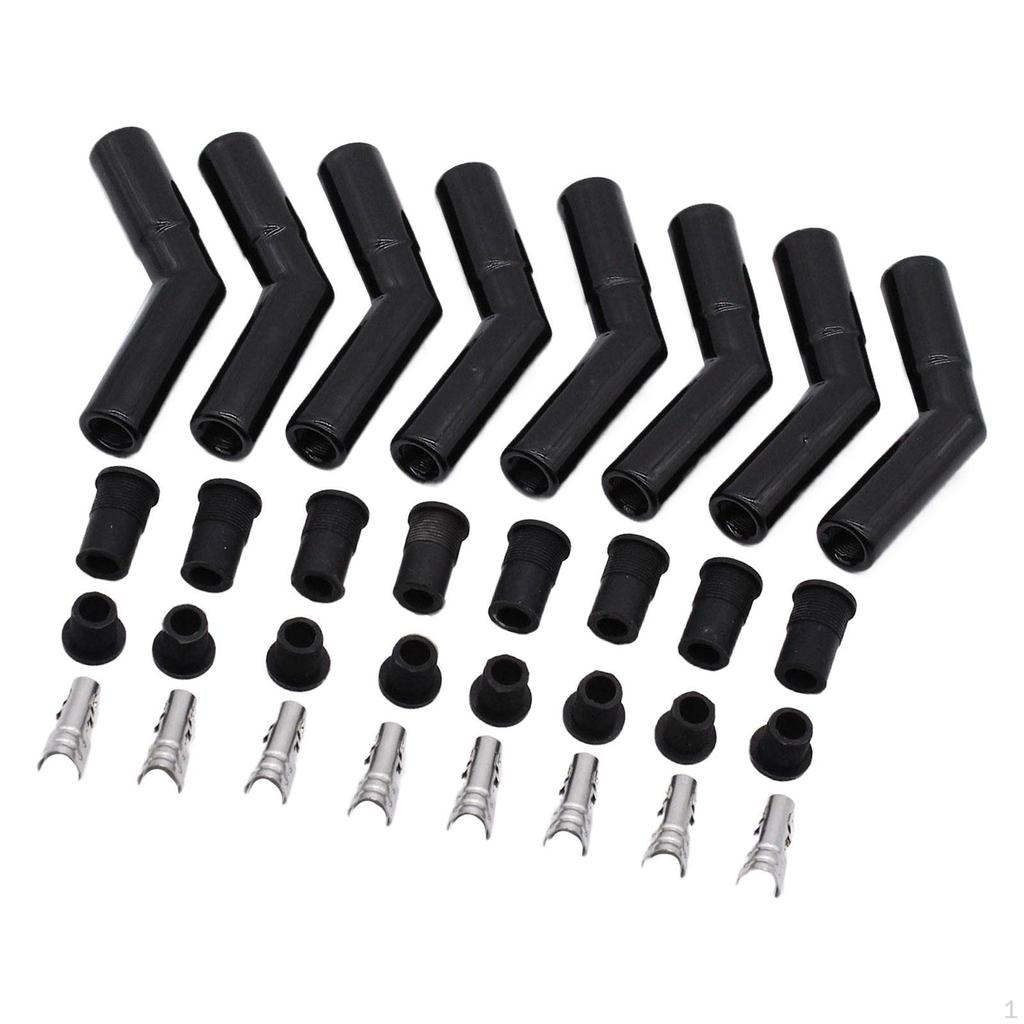 8x Ceramic Spark Plug Boot Kit 45 Degree Straight Easy Installation Assembly
