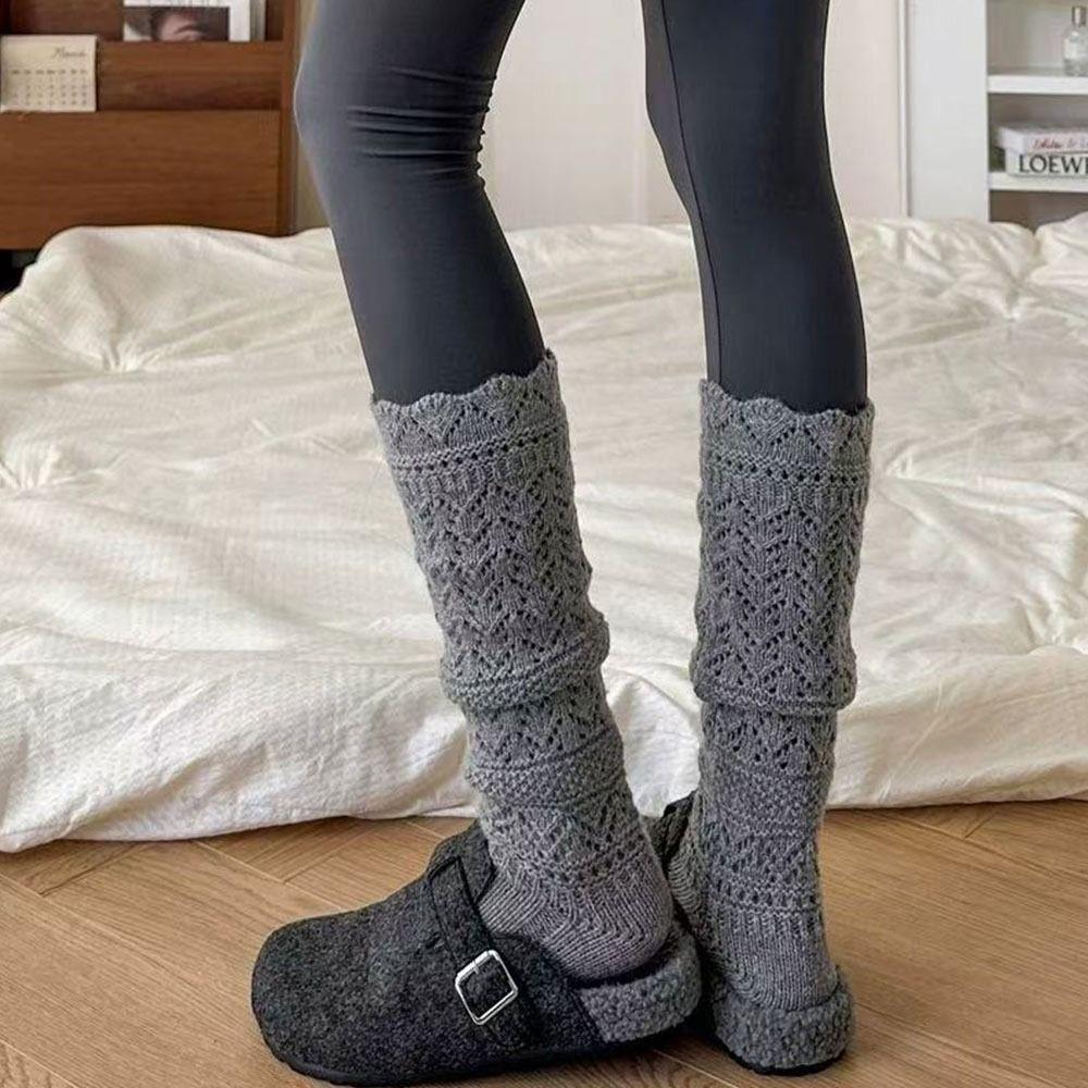Warmth Hollow Calf Socks Knitted Mid Tube Socks New Stacked Long Tube Socks Autumn Winter