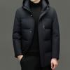 Mens Premium Down Jacket Winter Thick Warm Hooded Parka Middle-Aged Business Casual Wear