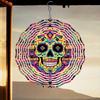 Colorful Skull Wind Chime – 360° Rotating Metal Outdoor Hanging Decor, Weather-Resistant Garden Art for Patio, Balcony & Courtyard – No Electricity