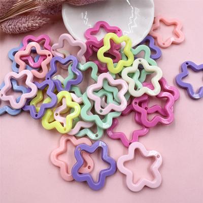 40Pcs 30mm Candy Color Acrylic Pentagram Star Beads Pendants DIY Jewelry Material for Necklace Earrings Making