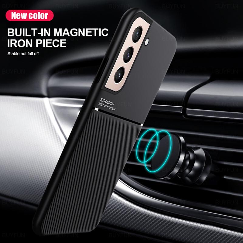 Leather Texture Phone Covers for Samsung Galaxy iPhone Huawei Honor OPPO VIVO Xiaomi Redmi Case Car Magnetic Holder Silicone Shockproof Coque