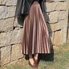 Womens Fashion Pleated Midi Long Skirt Female Korean Japanese Casual High Waist Skirts Spring