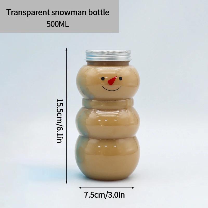 Christmas Party Decoration  Christmas Plastic Water Bottle Gingerbread Man Snowman Shaker Cup Juice Drink Bottles Kids Gifts