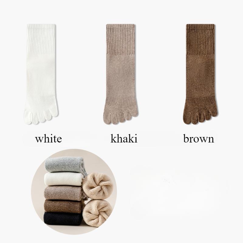 

3 пары флисовых осенне-зимних носков с пальцами для женщин, толстые теплые носки с пятью пальцами, высококачественные хлопковые спортивные носки